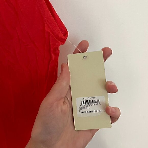 NEW NWT SEJOUR Plus Size Twisted Front Top Coral Red / Pink Short Cap Sleeve 2X - Picture 6 of 11